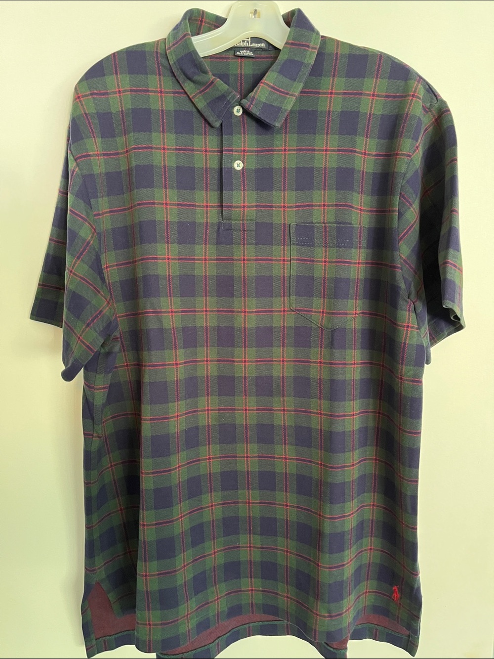 Polo by Ralph Lauren Green, Red & Blue Plaid Short-Sleeve Polo L
